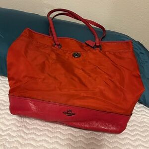 Coach Red and Pink Tote Bag